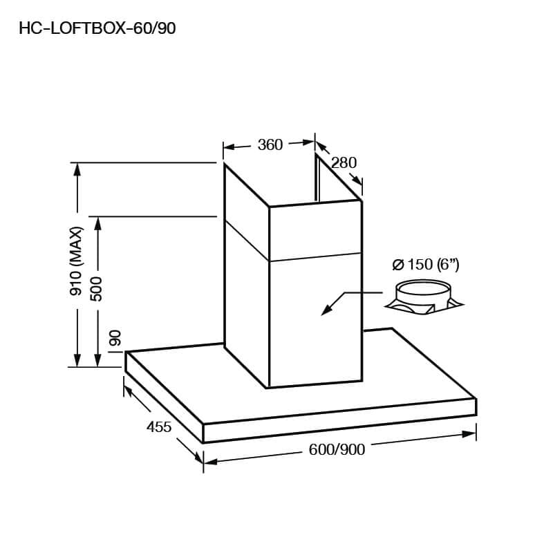 ชุดเซต เตาฝังแม่เหล็กไฟฟ้า 3 หัว + เครื่องดูดควันติดผนัง EVE รุ่น HB60-1FZ1RIND/KTC + HC-LOFTBOX-60 ขนาด 60 ซม. สีดำ_2